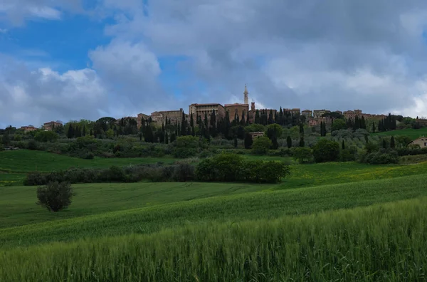 Toscana Panorama Över Gamla Staden Pienza — Stockfoto