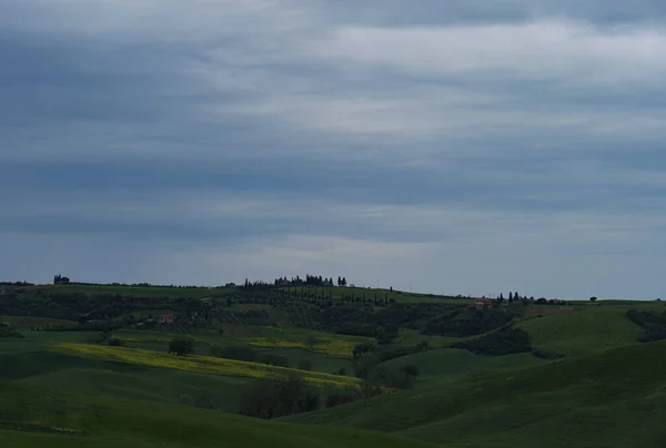 Тоскані Поля Весною Хмарний Настрій Дня Вал Орка Регіон Єнца — стокове фото
