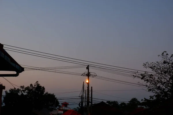 Straatlamp Met Avondlucht Achtergrond — Stockfoto