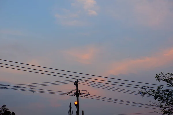 Straßenlaterne Mit Abendhimmel Hintergrund — Stockfoto