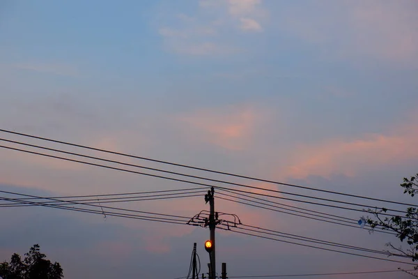 Уличный Фонарь Вечерним Небом Заднем Плане — стоковое фото