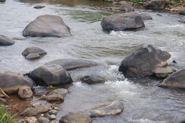 澄んだ水と山の川 渓流の流れの速さ — ストック写真