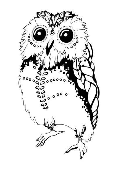 Vector Graphic Illustration Decorative Owl Gift Postcard Textile Tattoo — Stock Vector