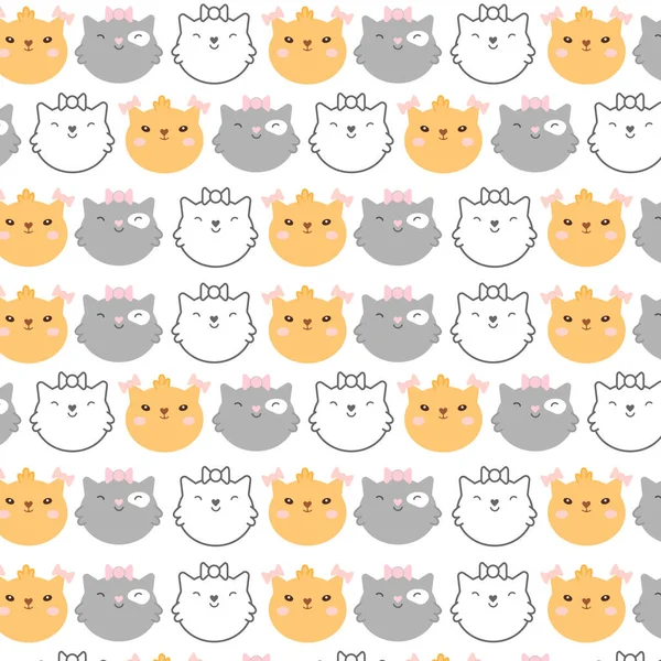 Naadloos Patroon Van Leuke Cartoon Kittens — Stockvector