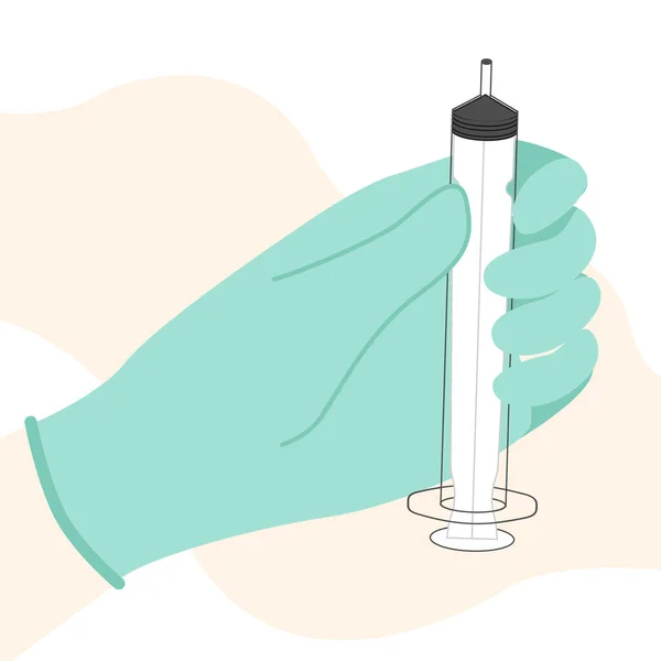 Mão Com Seringa Para Injetáveis Seringa Mão Vacina Injeção Insulina —  Vetores de Stock