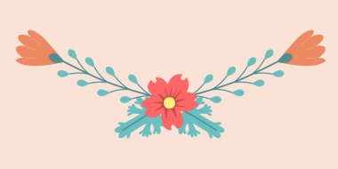 Çiçek Sınırı. Çiçek ayırıcı. Davetiyeler, tebrik kartları, posterler, bloglar için tasarım öğesi. Narin çiçekler ve yapraklar.