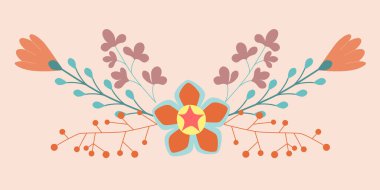 Çiçek Sınırı. Çiçek ayırıcı. Davetiyeler, tebrik kartları, posterler, bloglar için tasarım öğesi. Narin çiçekler ve yapraklar.