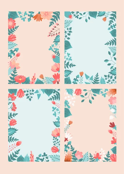 stock vector Set of Vector floral frames. Floral frames design elements for invitations, greeting cards, posters, blogs. Delicate branches and leaves.