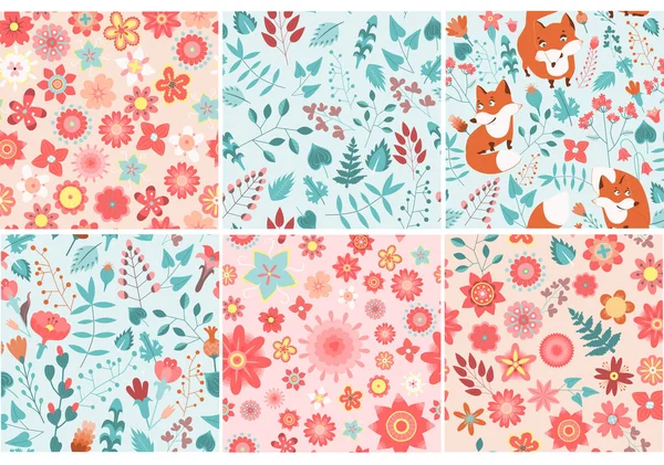 Set of  seamless flower patterns vector design for fashion, fabric, kids,  wallpaper and all prints. Cute patterns in small flowers. Small spring, colorful flowers.
