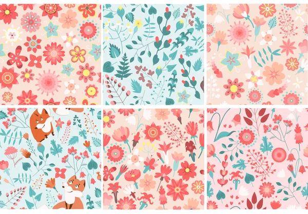 Set of  seamless flower patterns vector design for fashion, fabric, kids,  wallpaper and all prints. Cute patterns in small flowers. Small spring, colorful flowers.