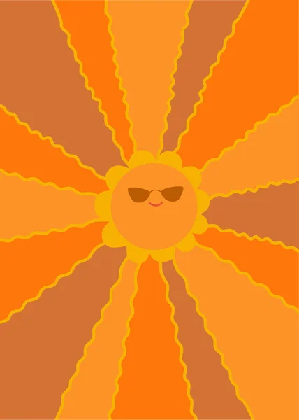 Groovy Hippie Affiche Des Années Avec Sun Sloganand Funny — Image vectorielle