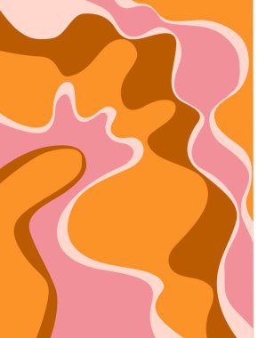 70 'lerin modası geçmiş hippi. Dalgalar, girdaplar, girdaplar. Eski moda psikedelik tarzında çarpık ve çarpık vektör dokusu