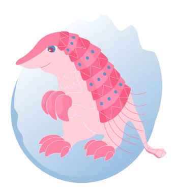 Pembe Peri Armadillo. Chlamyphorus truncatus. Düz vektör izole edildi. Eşsiz Hayvanlar. Bu illüstrasyon kartpostallar, davetiyeler ve çıkartmalar için mükemmeldir.