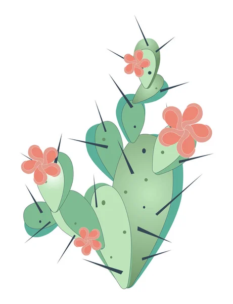 Lindo Cactus Planta Casera Habitación Cactus Verde Dibujos Animados Vectoriales — Vector de stock