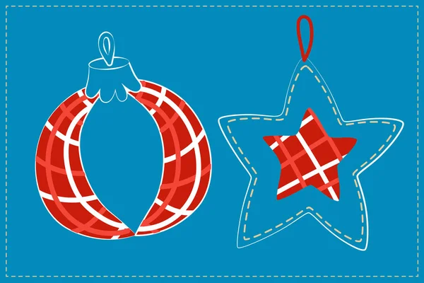 Decoração Árvore Natal Bola Estrela Decoração Costurada Mão Partir Jeans Ilustração De Bancos De Imagens