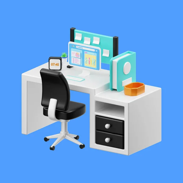 Mesa Escritório Ilustração Mesa Computador — Fotografia de Stock