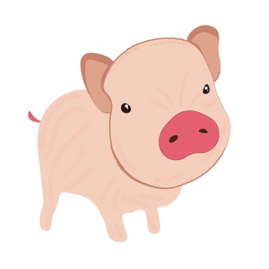Şirin çiftlik hayvanı domuz vektör çizimi izole edildi