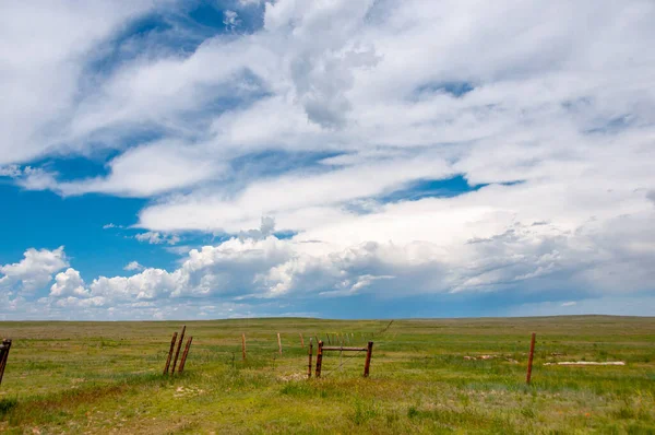 Фотография Обширных Лугов Пауни Северо Востоке Колорадо Ярким Летним Небом — стоковое фото