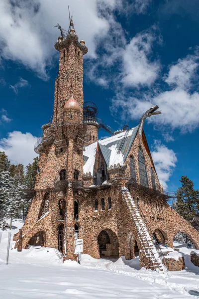 Замок Глубоко Горах Колорадо Сделанный Камня Дерева Железа Является Мечтой — стоковое фото