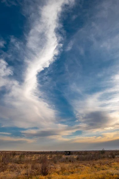 Красивый Облачный Пейзаж Над Прериями Южной Нью Мексико — стоковое фото