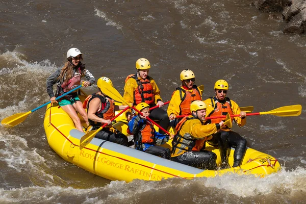 Truly Adventure Photograph Group People Taking Rough Water Arkansas River — Stock Photo, Image