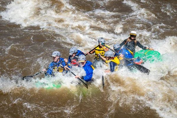Truly Adventure Photograph People Taking Rough Water Arkansas River Spring — Stock Photo, Image