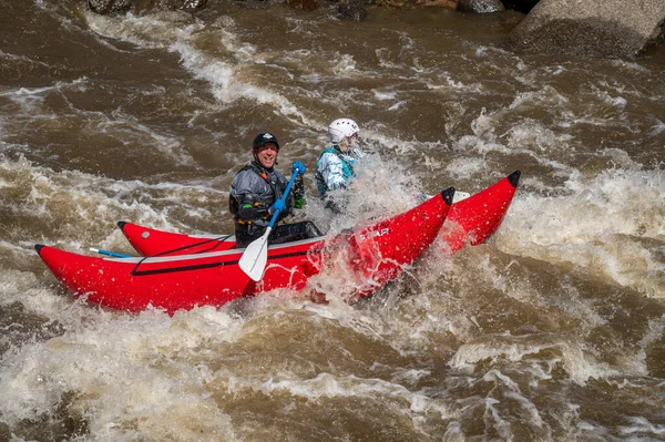 Truly Adventure Photograph People Taking Rough Water Arkansas River Spring — Stock Photo, Image