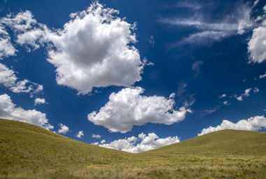Colorado 'nun Rocky Dağları' ndaki yüksek kırsal bir çayırda gökyüzünde dalgalanan bulutların fotoğrafı..