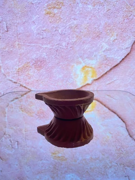 Lampe Argile Allumée Avec Huile Sésame Pour Karthigai Qui Purifie — Photo