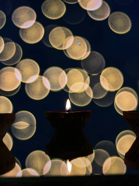 Lámpara Arcilla Iluminada Con Aceite Sésamo Para Karthigai Que Purifica — Foto de Stock