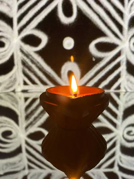 Lampă Lut Aprinsă Ulei Susan Pentru Karthigai Care Purifică Atmosfera — Fotografie, imagine de stoc