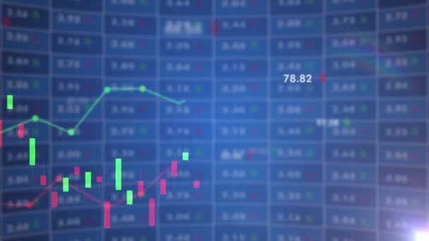 Futuristiska Finansbörsen Börsen Diagram Datorskärm Tjur Marknaden Ljusstake Diagram Och — Stockvideo