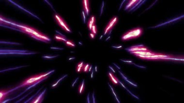 3D render, Big Bang, galaksi ufku, soyut kozmik arkaplan, göksel güzellik, ışık hızı, havai fişekler, kırmızı mavi neon parıltısı, yıldızlar, kozmos, kızılötesi ışık, dış uzay, 4k animasyon