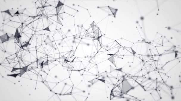 rendu 3D abstrait Plexus noir et blanc oving points et lignes formes géométriques animation. Concept web de connexion. Digital, Arrière-plan de réseau de technologie de communication avec des triangles mobiles, ligne