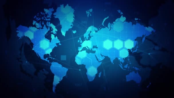 Gráfico Azul Linha Mapa Rede Ciência Gráfico Movimento Fundo — Vídeo de Stock