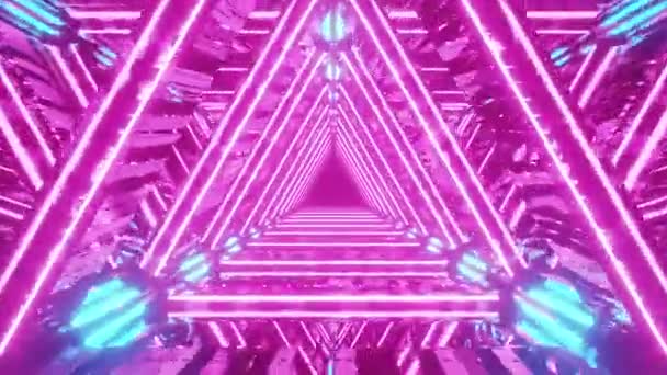 Motion Graphics Sci Pink Blue Tunnel Reflection Visual Rhombus Triangle — Stock video