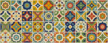 Renkli azulejos seramik fayanslar çiçek dekorasyonu, iç tasarım ve dekor konsepti, soyut arkaplan