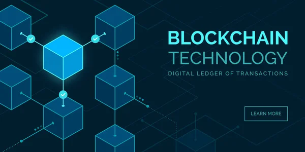Blockchain Technologie Digitaal Grootboek Nft Banner Met Kopieerruimte — Stockvector