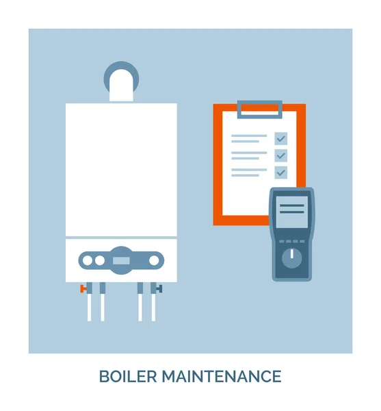 家庭维护和维修 锅炉安装 检查和维修 概念图标 — 图库矢量图片