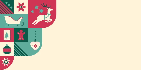 Аннотация Рождественское Знамя Геометрическими Праздничными Иконами Копировальным Пространством — стоковый вектор