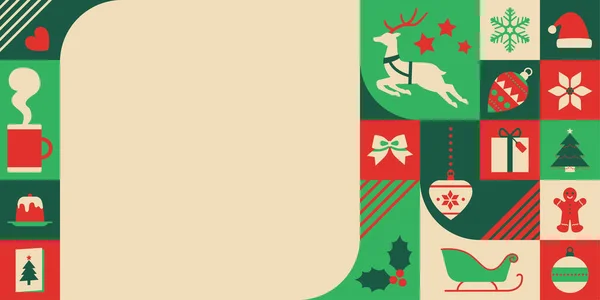 Tarjeta Navidad Abstracta Con Iconos Festivos Espacio Para Copiar — Archivo Imágenes Vectoriales