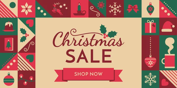 Publicidade Venda Natal Postagem Mídia Social Com Ícones Festivos Férias —  Vetores de Stock