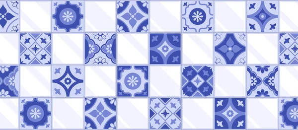 陶瓷瓷砖的传统蓝绿色图案 室内设计与装饰理念 抽象背景 — 图库矢量图片
