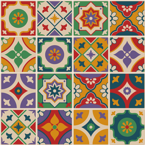 Traditional decorative azulejos tiles seamless pattern and abstract background, decoration and design concept
