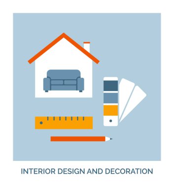 Ev yenileme ve iyileştirme: iç tasarım ve dekorasyon profesyonel hizmet, konsept simgesi