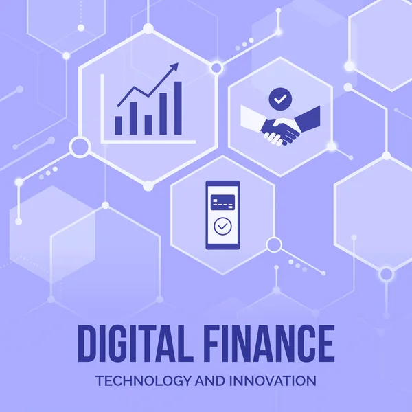 Ψηφιακή Χρηματοδότηση Online Banking Και Καινοτόμες Επιχειρήσεις Αφηρημένο Υπόβαθρο Εικονίδια — Διανυσματικό Αρχείο