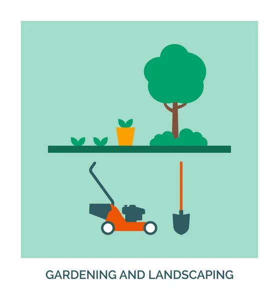 Home Maintenance Professional Gardening Landscaping Service Concept Icon Gardening Tools — Stock Vector