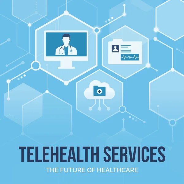 Kesehatan Digital Dokter Online Dan Layanan Medis Inovatif Latar Belakang - Stok Vektor