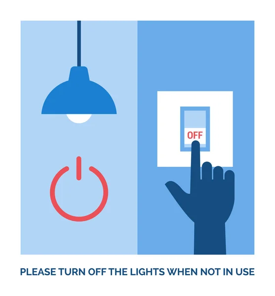 Gaya Hidup Ramah Lingkungan Harap Matikan Lampu Ketika Tidak Digunakan - Stok Vektor