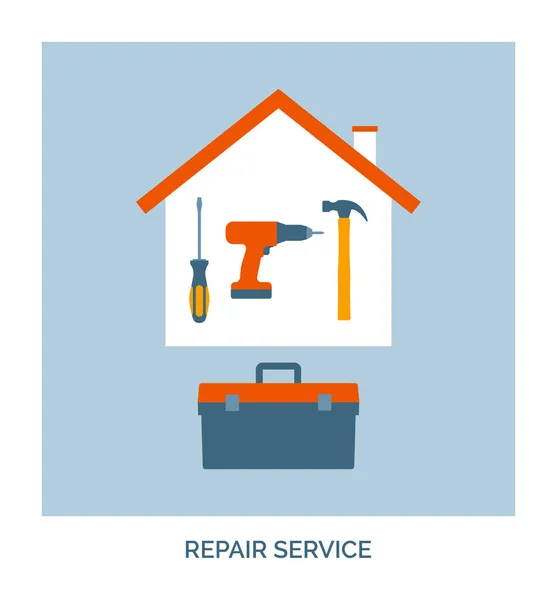 ホーム改修とメンテナンス プロの修理サービス ツールボックスやツールとのコンセプトアイコン — ストックベクタ